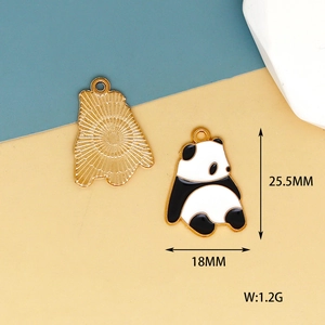 Dettaglio del ciondolo a forma di panda in lega, 25,5mm x 18mm per gioielli fai da te