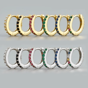 Huggie Hoop Earrings 925 Sterling Silver Colorful Cubic Zirconia Micro Pave Minimalist Jewelry For Women Elegant Gift