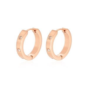 Rose gold plated stainless steel hoop earrings with sparkling cubic zirconia crystals
