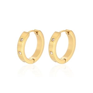 Geometric Hoop Earrings Copper Gold Plated Zircon Inlaid Minimalist Luxury Fashion Jewelry For Women
