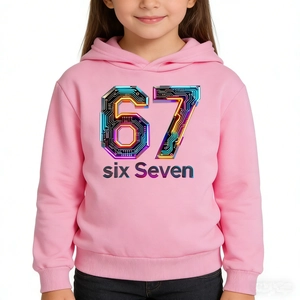 Kids Hoodie Polyester Number 67 Graphic Print Casual Long Sleeve Hooded Sweatshirt For Boys Girls