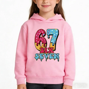 Kids Hoodie Sweatshirt Cartoon Number 67 Donut Ice Cream Graphic Long Sleeve Casual Fleece Pullover For Boys And Girls