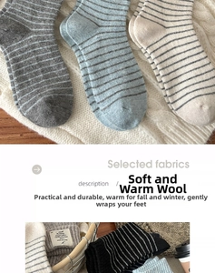 Detailed knit texture of wool crew socks in neutral tones for winter comfort