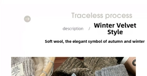 Close-up of soft gray wool socks texture and fabric label on a rustic wooden table