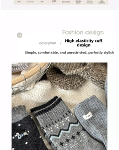 Detail of high-elasticity cuffs on thick wool socks with soft knitted texture and patterns