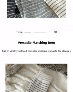 Close-up of thick grey and blue striped wool knit socks for autumn and winter fashion