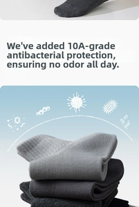 Detail view of 10A antibacterial athletic socks with breathable mesh knit texture