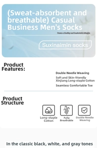 Détails des chaussettes business en coton à longues fibres avec couture de pointe plate