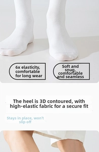 Close-up of white high-elastic cotton socks with a 3D ergonomic heel for stability