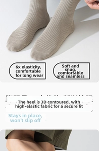 Détail de chaussette en coton kaki avec élasticité 6x et conception de talon en 3D