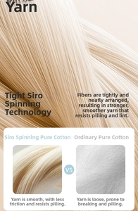 Macro detail of compact siro spinning cotton yarn with smooth texture and low hairiness