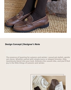 Close-up of brown leather loafers with gold hardware and coffee ribbed calf socks