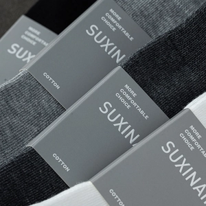 Breathable cotton crew socks set in black grey and white from a high-angle view