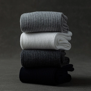 Lot de 4 paires de chaussettes business en coton côtelé pour hommes gris blanc noir