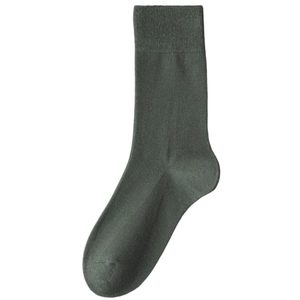 Solid forest green business crew socks with ribbed cuffs and 90-degree heel