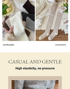 Detail showing highly elastic ribbed knit texture of multi-colored thigh-high stockings