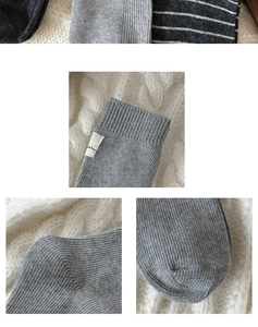 Détail de chaussettes en coton avec bords-côtes et étiquettes logo brodées élégantes