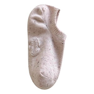Pink cotton low cut invisible socks with colorful dots and side logo embroidery