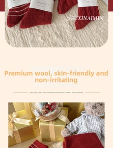 Detailed knit texture of red wool socks featuring festive patterns and soft warmth