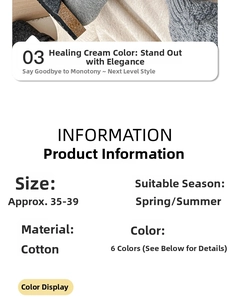 Size chart for cute cotton bear socks with details on 6 colors and seasonal use
