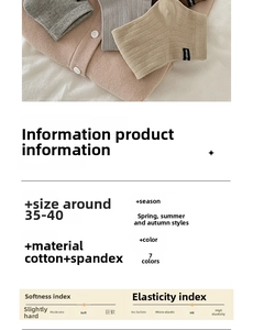 Detailed chart of ribbed cotton mid-calf socks showing color options and size 35-40 specs