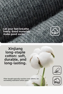 Macro detail of breathable long-staple cotton fibers and gray knitted texture on mens socks