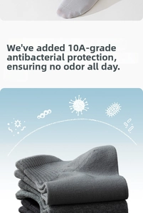 Detail of grey cotton sports socks with 10A antimicrobial protection and ribbed texture