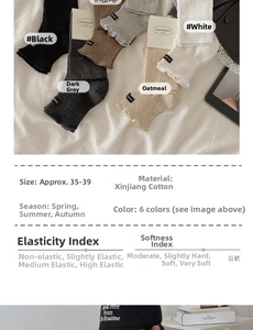 Detailed size and material specification chart for cotton mid-calf knitted socks