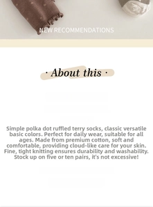 Detail of winter thermal cotton socks with ruffle edge and polka dots for women