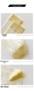 Detail view of cotton socks showing reinforced heel, toe, and elastic ribbed cuffs