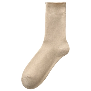 Dicke cremefarbene Baumwollsocken mit Rippbündchen für Winterwärme und Komfort