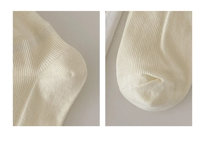 Détails du talon ajusté et de la pointe sans couture pour ces chaussettes en maille