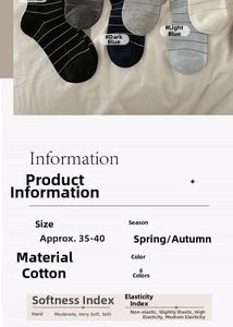 Detailed chart showing cotton striped panda socks features like size 35-40 and soft texture