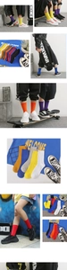 Vibrant ribbed mid-calf cotton socks in various solid colors for streetwear and sports