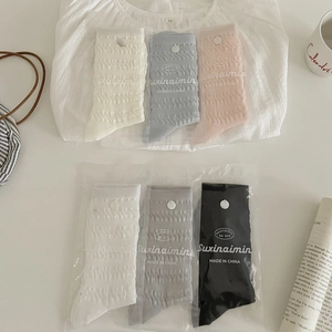 Women Crew Socks Cotton Knit Hollow Out Textured Slouchy Breathable With Button Decoration Soft Sweet Style For Girls