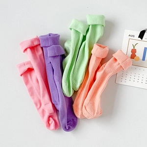 Chaussettes En Coton Côtelé Pour Femmes Respirantes Couleur Bonbon Macaron Style Coréen Tendance Décontracté