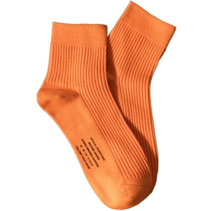 Neon orange ribbed cotton crew socks for men with black special operations print
