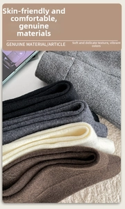 Close-up of thick wool blend socks in five neutral colors showing soft plush texture
