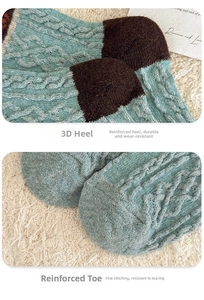 Detailed knit of vintage wool socks showing reinforced heel and stitched toe seams