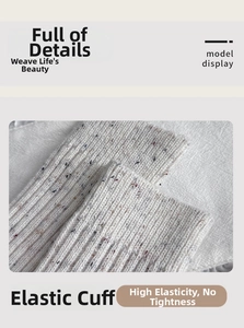 Detailed macro view of the elastic ribbed cuff on speckled yarn wool blend socks
