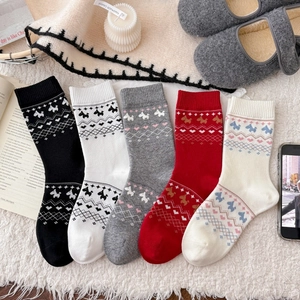 Set di 5 paia di calze in maglia con simpatici pony e motivi Fair Isle in stile invernale