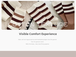 Gros plan sur les chaussettes à rayures marron montrant la texture en coton et les tons terre