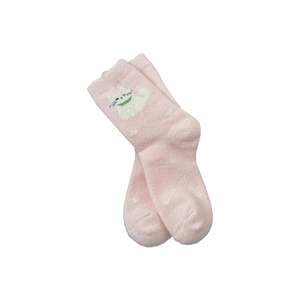 Cozy pink cat patterned fleece socks for women featuring cute white polka dots