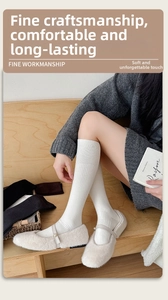 Detailed knit texture of white cashmere calf socks showing vertical ribbed patterns