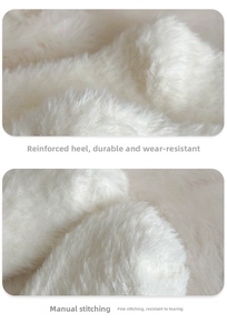 Détails du talon renforcé et des coutures de chaussettes d'hiver blanches en velours