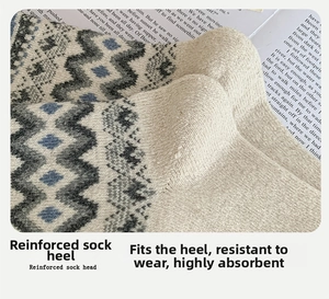 Λεπτομέρεια φτέρνας Y σε μάλλινες κάλτσες Fair Isle με γεωμετρικό πλεκτό σχέδιο