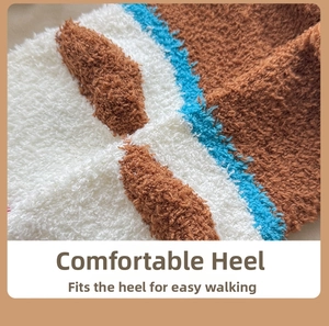 Detailed macro view of the soft coral fleece fabric and reinforced heel of the warm sock