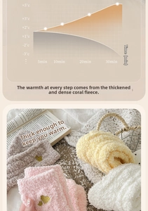 Thick coral fleece socks with gold heart embroidery showing thermal heating performance