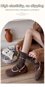 Detail of wool Fair Isle socks showing cozy knitted patterns and high elasticity