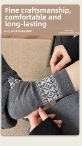 Detailed close-up of vintage Fair Isle knit socks showing stretch and geometric patterns